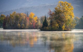 Картинка озеро, деревья, осень