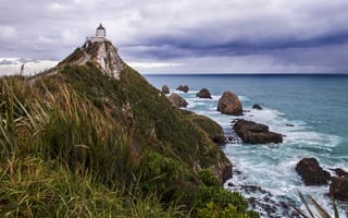 Картинка Новая Зеландия, Маяк, Камни, Point, Природа, Побережье, Nugget