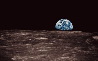 Картинка Восход Земли, космос, луна