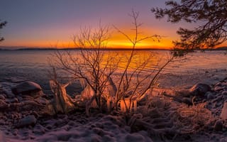 Картинка февраль, Ладожское озеро, Павел Ващенков, закат, Карелия