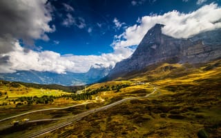 Картинка Швейцария, Природа, Grindelwald, Облака, Альпы, Горы