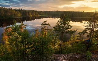 Обои озеро, лес, Карелия