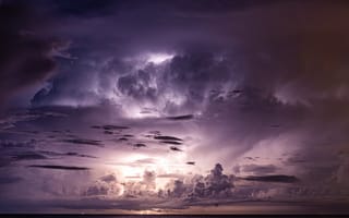 Картинка Гроза, Горизонт, Небо, Буря, Облака, Море