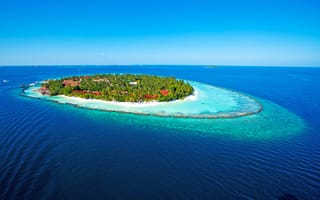Картинка океан, тропики, Мальдивы, бунгало, природа