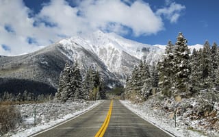 Картинка горы, снег, дорога