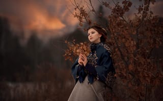 Картинка девушка, на природе, осенью, Олег Родин