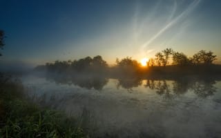 Картинка лето, речка, фотограф, туман, восход солнца, Николай Шевченко