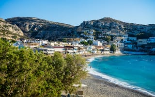 Картинка Греция, Пляж, Холмы, Остров, Crete