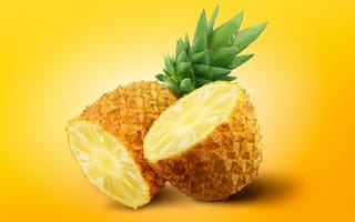Картинка ананас, свежий, жёлтый, фрукт, половинка