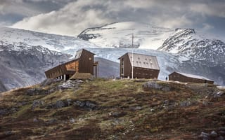 Картинка Norway, Luster, Wooden Cabins, mountains, Tourist Cabin