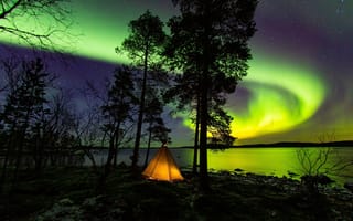 Картинка Lapland, Aurora Borealis, Northern Lights, nature, Finland