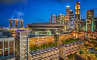 Картинка город, огни, сингапур