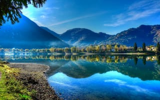 Картинка Италия, Озеро, Альпы, Пейзаж, Горы, lake, Idro, Отражение