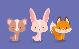 Картинка Fox, Rabbit, bear, wildlife