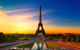 Картинка Париж, утро, Эйфелева башня