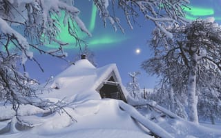 Картинка Lapland, northern lights, Finland