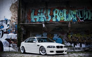 Картинка BMW, BMW E46, E46, Graffiti, Building, White
