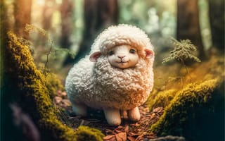 Картинка овечка, лес, компьютерный, креатив