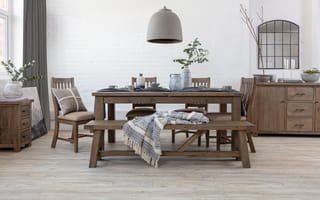 Картинка Dining Table, Oak Bench, Scandinavian style dining room interior