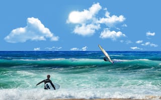 Картинка море, волны, серфинг