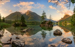Картинка Горы, Бавария, Природа, Альпы, Отражение, Камень, альп, Германия