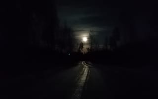 Картинка ночь, дорога, луна