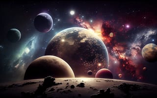 Картинка космос, планети, туманність, зірки, фантазія, галактика, всесвіт