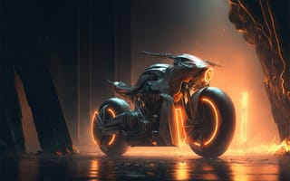 Картинка мотоцикл, подсветка, 3d