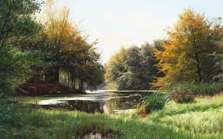 Картинка Peder Mork Monsted, 1895, Early Autumn in the Forest