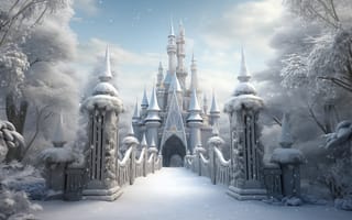Картинка 3d, замок, зима