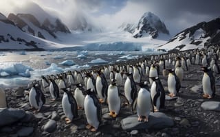 Картинка пингвины, антарктида, 3d