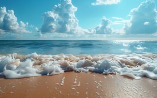 Картинка море, пляж, пісок, хмари