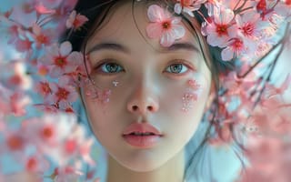 Картинка Дівчина, красуня, квіти, очі