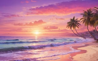 Картинка море, пляж, пальми, пісок