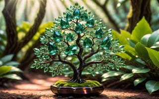 Картинка AI, Art Digital, Lindo, Bonsai, Diamantes