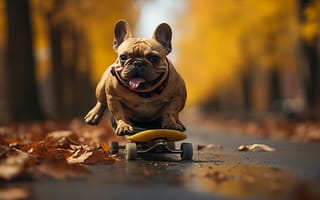 Картинка AI Digital, Criativo, Skate, Buldogue