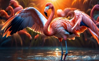 Картинка Ave, Flamingo, Colorido, Natureza