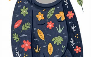 Картинка горилла, иллюстрация, цветы, растения, животные, дизайн, веселый