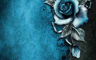 Картинка vintage, роза, текстура, rose, бумага, винтаж, blue, floral, texture, paper, grunge