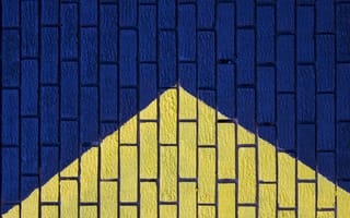 Картинка Текстуры, Синий, Стрелка, Желтый, Направление, Указатель, Кирпичный, Стена