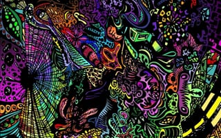 Картинка арт, абстракции, дизайн, психоделика, графика, абстракт, хаос, psy, смесь, яркие краски