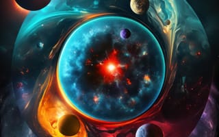 Картинка ai art, Иллюстрация, туманность, пространство, Вселенная, Планета