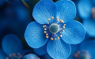 Картинка цветок, цветы, растение, растения, цветочный, анемона, арт, рисунок, синий