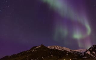 Картинка ночь, горы, звезды, исландия, северное сияние