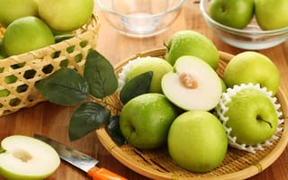 Картинка яблоки, зеленые, плоды
