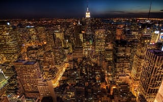 Картинка огни, небоскребы, америка, соединённые штаты, нью-йорк, жизнь, дороги