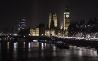 Картинка ночь, лондон, paulo ebling, биг-бен, огни, фотограф, парламент