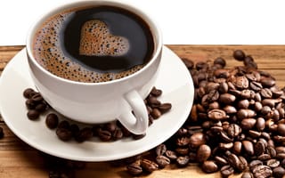 Обои кофе, original, coffee beans, кофе в зернах, пенка, coffee, сердце, foam, heart