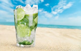 Обои коктейль, summer, beach, paradise, sea, tropical, mojito, mint, fresh, cocktail, lime, drink, vacation, мохито