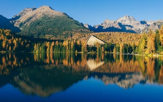 Обои озеро, пейзаж, осень, горы, природа, лес, aleksandra boguslawska, отражение